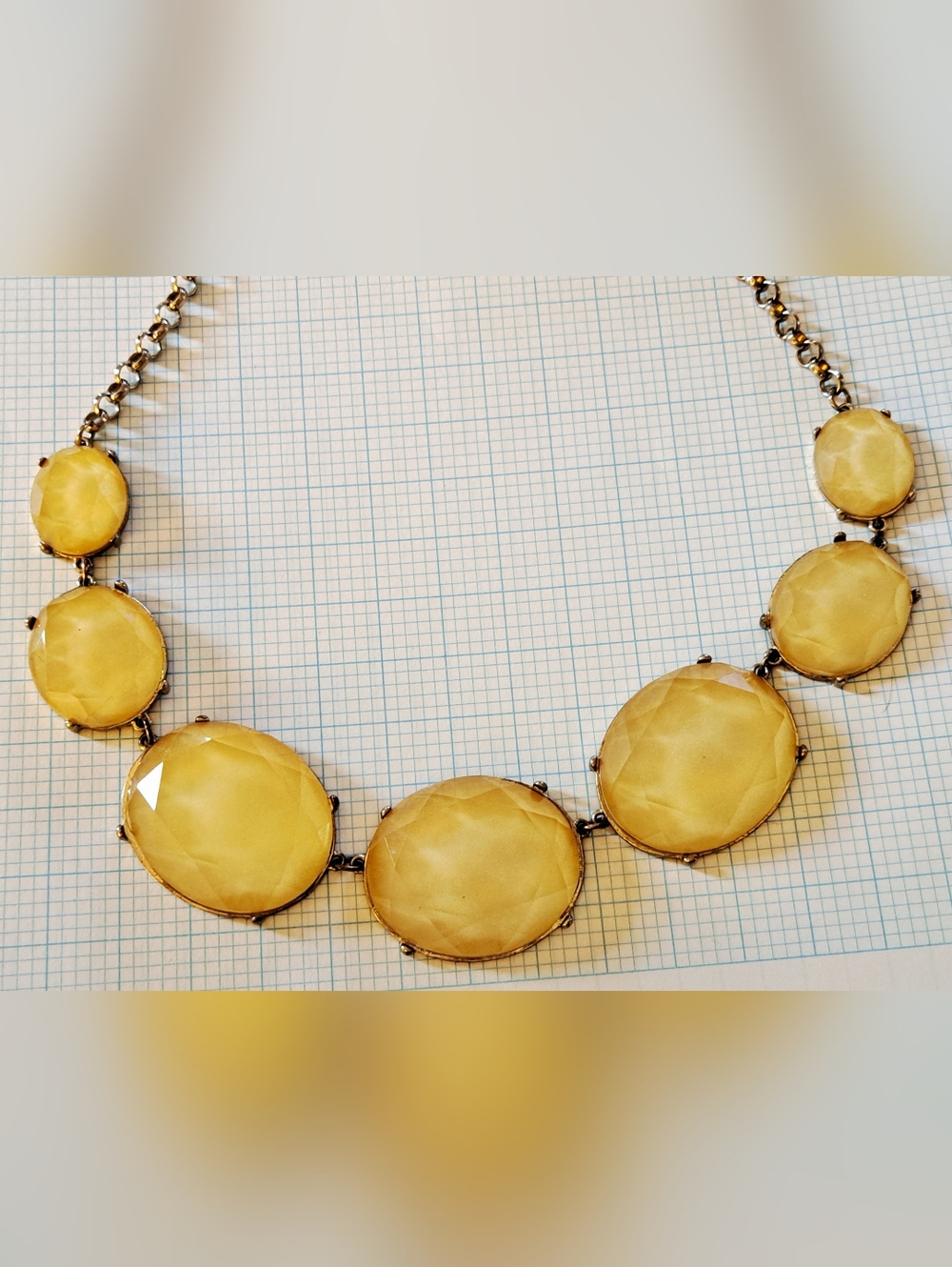 Icing Gold-Tone Statement Necklace with Yellow Oval Cabochons
